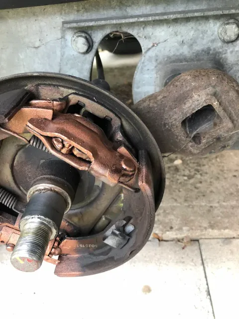 Caravan chassis service, brakes stripped and checked by Blue Sky Caravans in Somerset